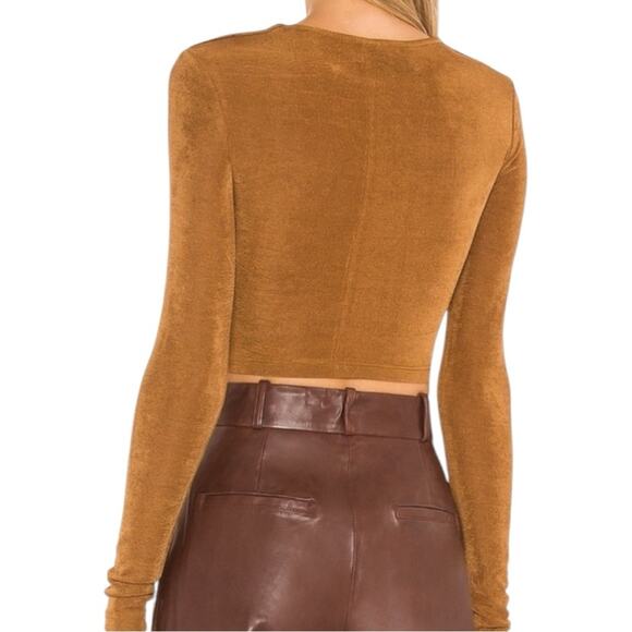 Significant Other Women’s Size 4 Shimmery Gold Crossover Waist Texas Cropped Top - Picture 3 of 10